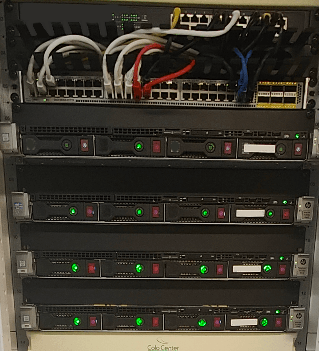 Server rack with managed switch and servers